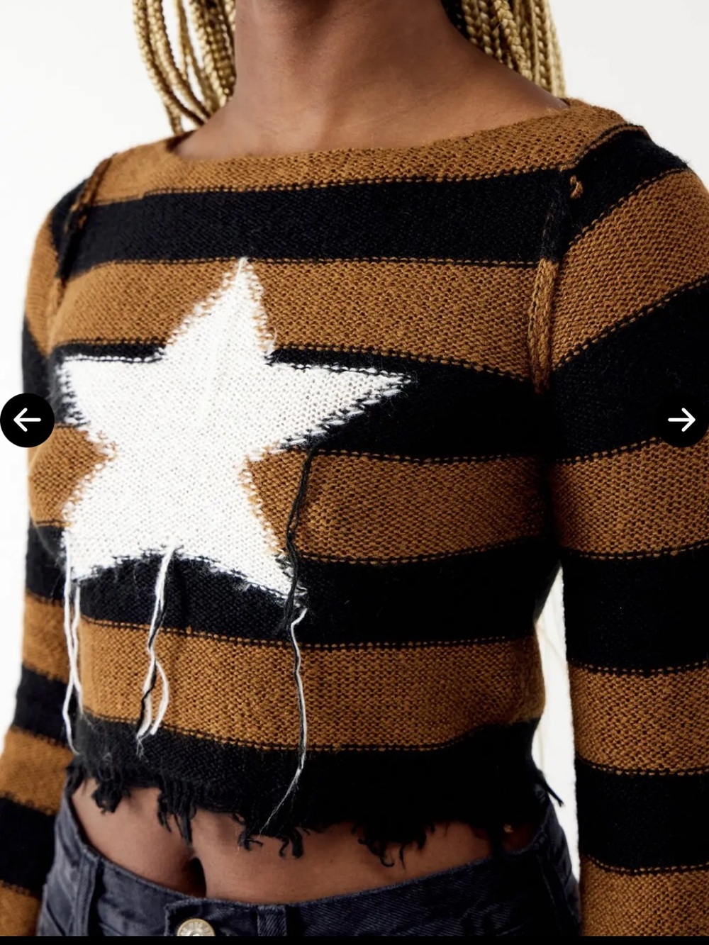 BDG stripe star crop sweater
